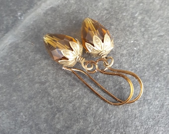 Amber acorn earrings, Autumn jewellery, Fall jewelry, Oak tree gift