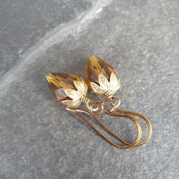 Amber acorn earrings, Autumn jewellery, Fall jewelry, Oak tree gift