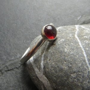Garnet ring, January birthstone ring, Red gemstone, Stacking ring, Gift for January