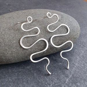 Large sterling silver wave earrings, Statement earrings, Contemporary gift for her