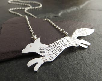 Silber Fuchs Anhänger, Geschenk für Tierliebhaber, Sterling Silber Fuchs Schmuck, Halskette mit Wildtiermotiven