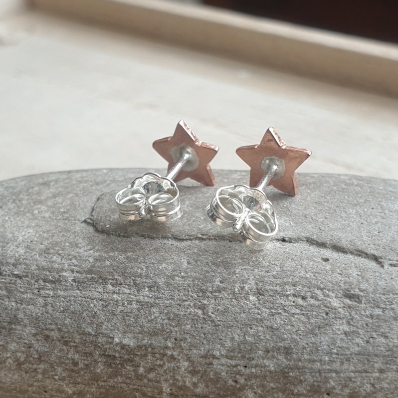 Copper star studs, Astronomy jewellery, 7th anniversary gift, Celestial jewelry, Copper wedding present, You're a star image 5
