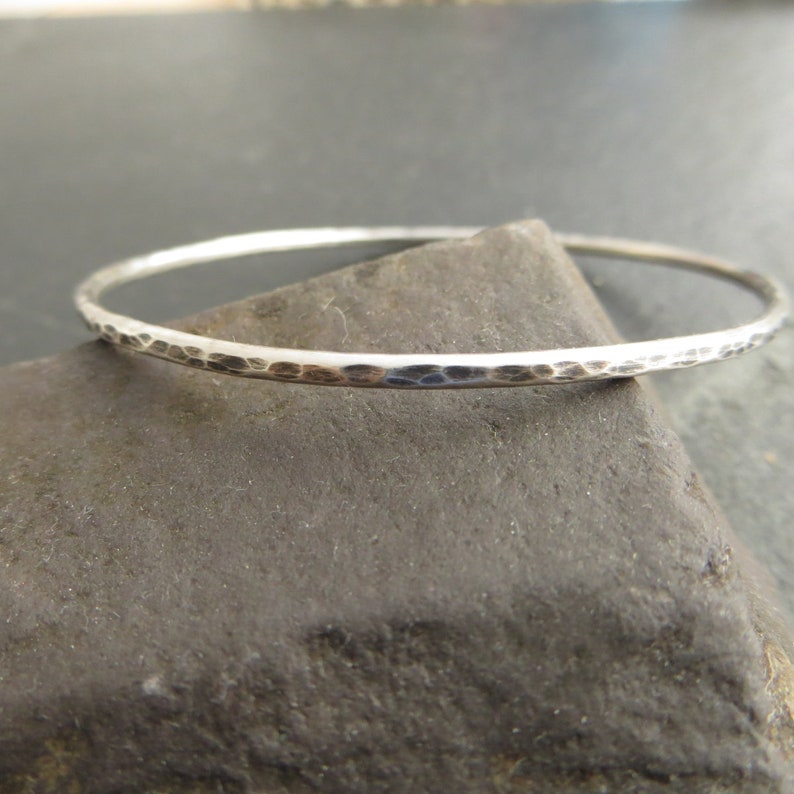 Silver Skinny Bangle Slim Stacking Bracelet Solid 925 | Etsy UK