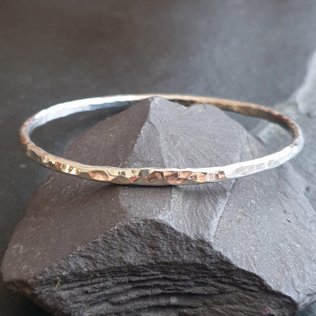 Hammered Silver Bangle, Organic Jewellery, Beaten Metal