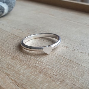 Silver heart ring, Sterling stacking ring with tiny heart, Romantic gift for girlfriend, All sizes made to order image 6
