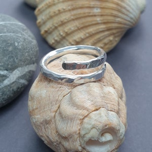 Chunky silver ring, Wrap ring, Twisted silver ring, Hammered thumb ring, Boho jewellery, Unisex ring, All sizes made to order