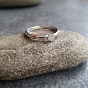 Silver heart ring, Sterling stacking ring with tiny heart, Romantic gift for girlfriend, All sizes made to order image 5