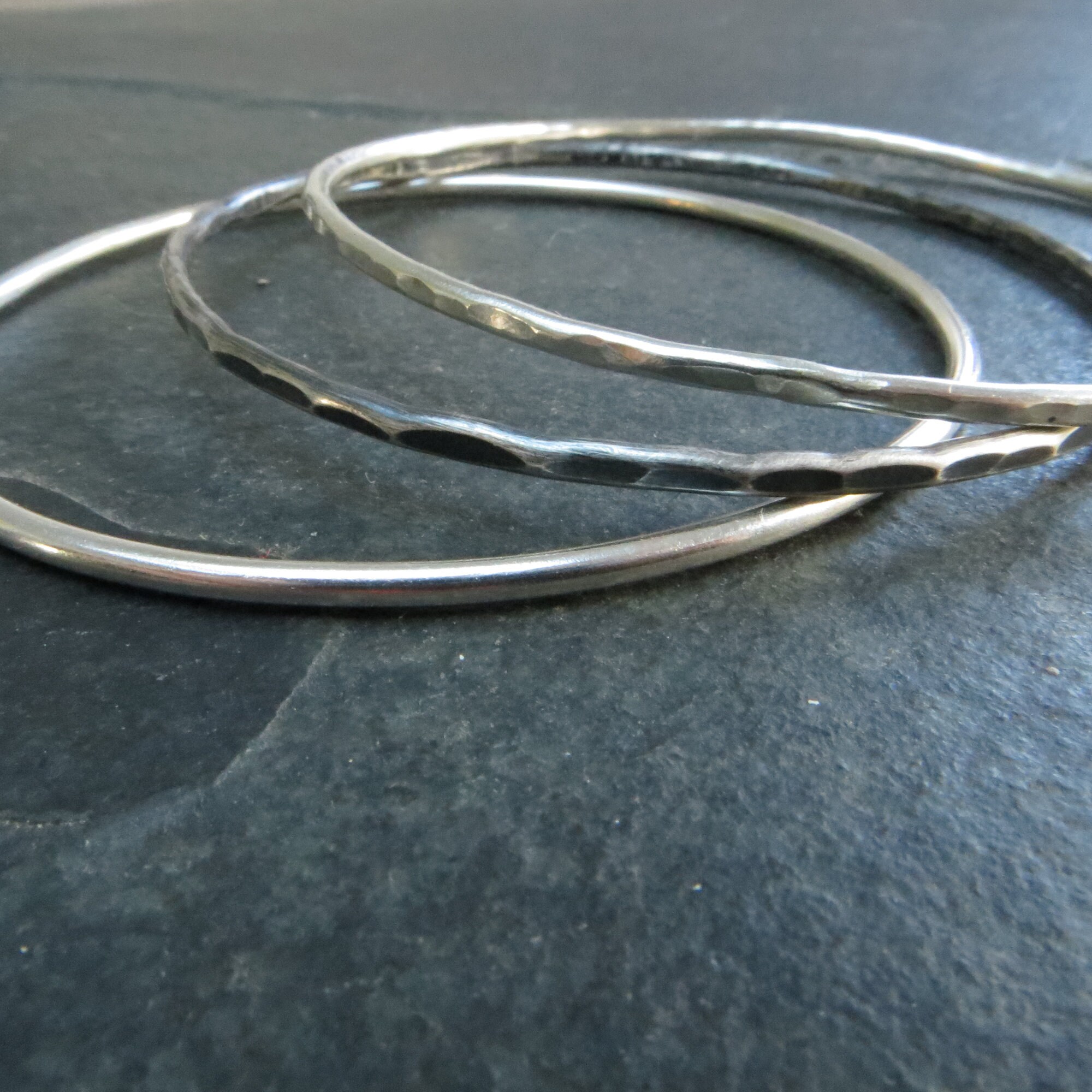 Silver Skinny Bangle Slim Stacking Bracelet Solid 925 - Etsy UK