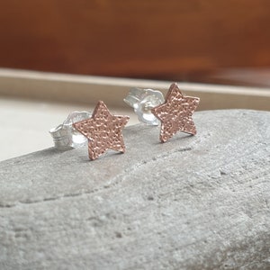 Copper star studs, Astronomy jewellery, 7th anniversary gift, Celestial jewelry, Copper wedding present, You're a star image 3