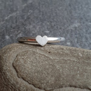 Silver heart ring, Sterling stacking ring with tiny heart, Romantic gift for girlfriend, All sizes made to order image 4