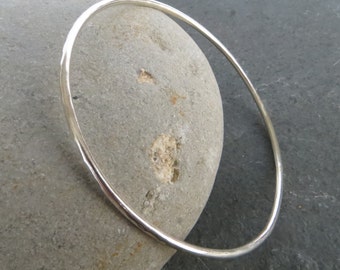 Silver skinny bangle, Slim stacking bracelet, Solid 925 sterling round bangle, All sizes made to order