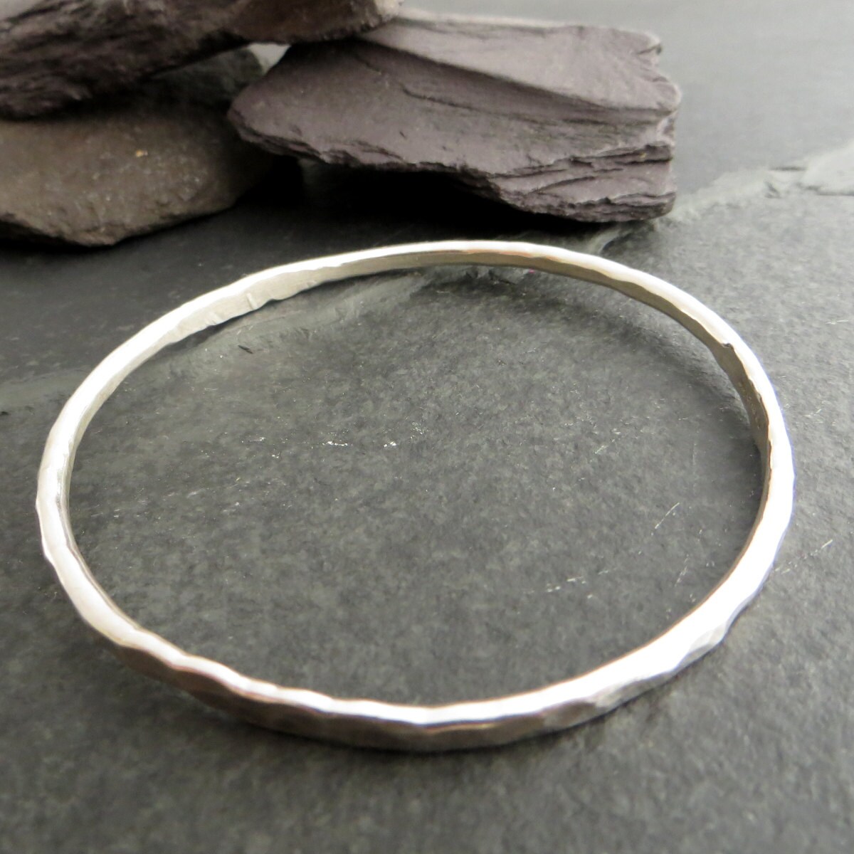 Sterling silver bangle with dimpled texture Jewellery Bracelets Bangles UK sellers only Hallmarked jewellery Gift for her Beaten silver stacking bracelet 