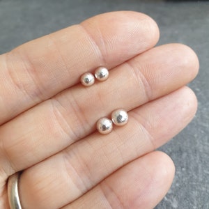 Silver ball studs, Recycled sterling jewellery, Small round earrings, Silver pebble studs, Everyday earrings