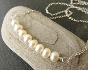 Collar de perlas de agua dulce, piedra natal de junio, joyería sencilla para bodas, regalo para damas de honor