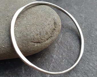 Forged silver bangle, Contemporary ladies bangle, Solid silver hallmarked bracelet