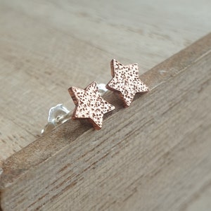 Copper star studs, Astronomy jewellery, 7th anniversary gift, Celestial jewelry, Copper wedding present, You're a star image 1