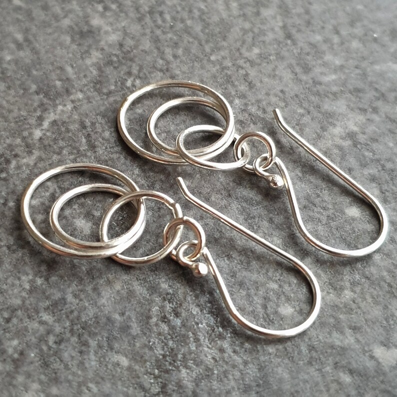 Joined Earring Silver Loop Earrings, Joined Circles, Small Light Hoops - Etsy