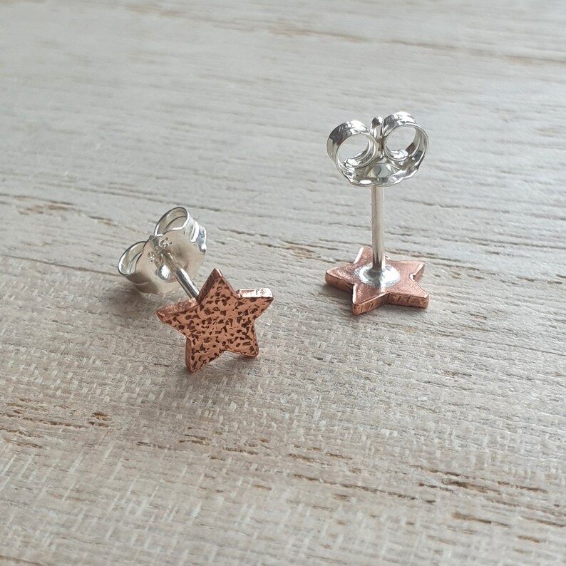 Copper star studs, Astronomy jewellery, 7th anniversary gift, Celestial jewelry, Copper wedding present, You're a star image 7