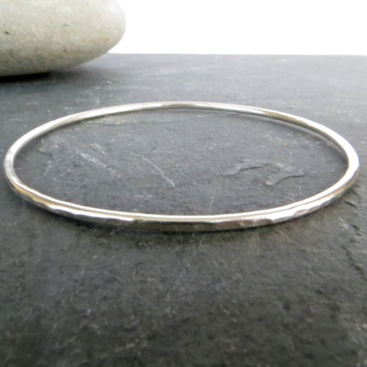 Silver Skinny Bangle Slim Stacking Bracelet Solid 925 | Etsy UK