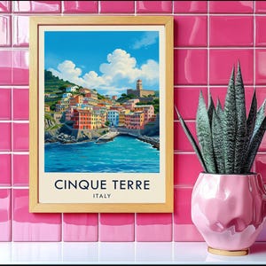 Cinque Terre Italy Watercolor Poster Print, Italian Coastal Wall Art image 7