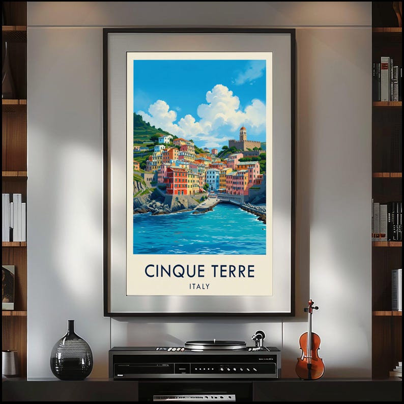 Cinque Terre Italy Watercolor Poster Print, Italian Coastal Wall Art image 6