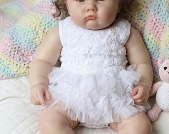 24 Inch Lifelike Reborn Baby Doll,Realistic Newborn Girl, Handmade Collectible Doll, Soft Vinyl Baby Toy,Perfect Gift for Birthday & Holiday