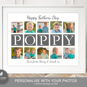 Vatertagsgeschenk, Muttertagsgeschenk, Geschenk für Mama, Großeltern Geschenk, Personalisierter Druck, Fotokarte, Opa, Mohn, Papa, Wortkunst