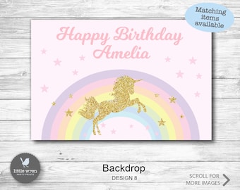 Unicorn Poster, Unicorn Backdrop, Unicorn party, rainbow birthday, Unicorn Banner, decorations, unicorn decor, birthday backdrop, digital