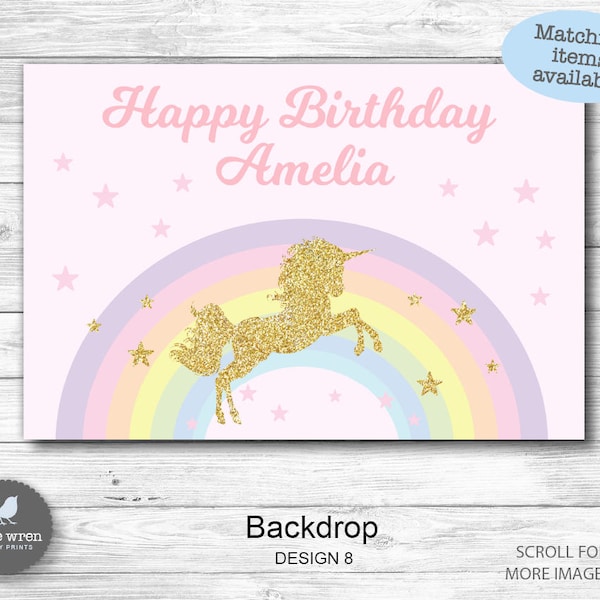 Unicorn Poster, Unicorn Backdrop, Unicorn party, rainbow birthday, Unicorn Banner, decorations, unicorn decor, birthday backdrop, digital