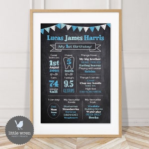 Milestone Board, Chalkboard poster, first birthday print, milestone chart, chalkboard poster, birthday board, birth poster, 1st birthday image 4