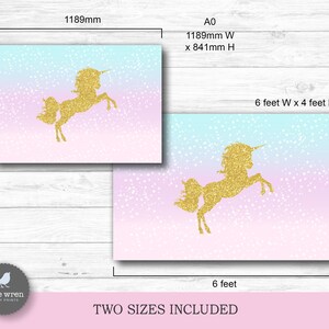 Unicorn Poster, Unicorn Pastel Backdrop, INSTANT DOWNLOAD, Unicorn party, rainbow birthday, Unicorn Banner, decorations, unicorn decor image 2