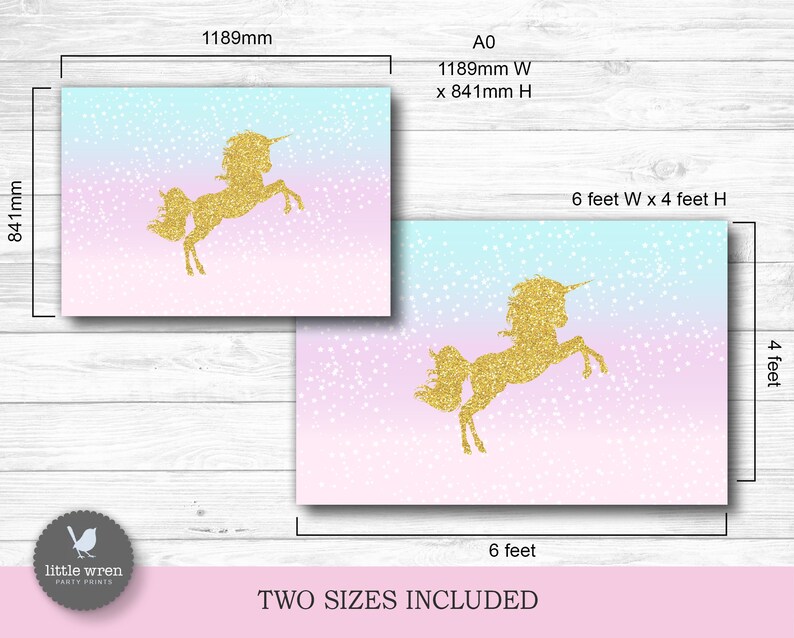 Unicorn Poster, Unicorn Pastel Backdrop, INSTANT DOWNLOAD, Unicorn party, rainbow birthday, Unicorn Banner, decorations, unicorn decor image 2