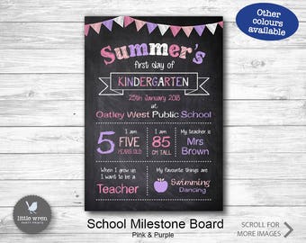 School milestone board, First day of school poster, kindergarten board, prep, preschool print, 1st day school, back to school, digital file