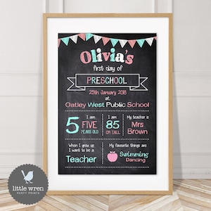 学校のマイルストーンボード、即時ダウンロード、新学期のポスター、幼稚園、準備、幼稚園のプリント、1日目、新学期、デジタル