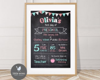 School milestone board, INSTANT DOWNLOAD, First day of school poster, kindergarten, prep, preschool print, 1st day, back to school, digital