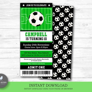 Soccer invitation, INSTANT DOWNLOAD, Football birthday party, soccer decorations, football invite, boys birthday invitation, futsal party