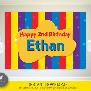 The Wiggles backdrop, INSTANT DOWNLOAD, wiggles poster, Wiggles banner, birthday party, wiggles decorations, personalised, decor, invitation