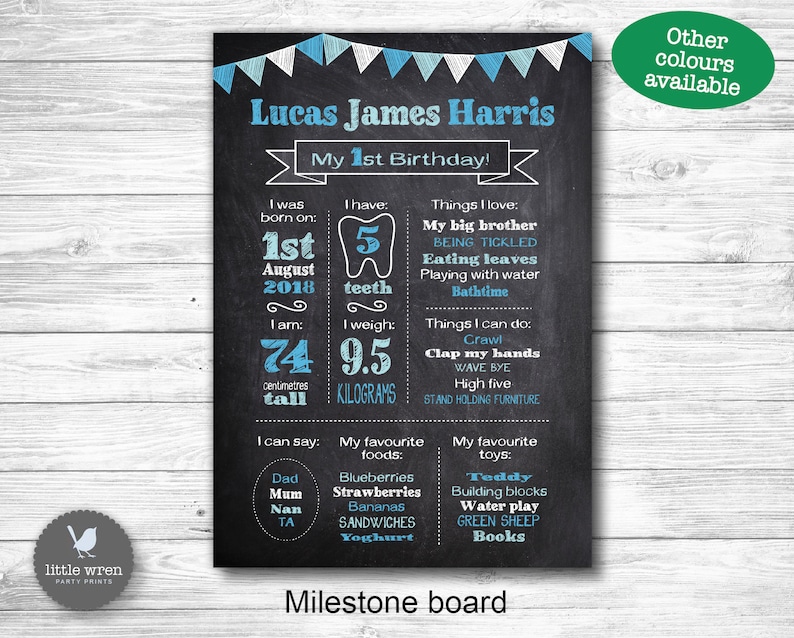 Milestone Board, Chalkboard poster, first birthday print, milestone chart, chalkboard poster, birthday board, birth poster, 1st birthday image 7