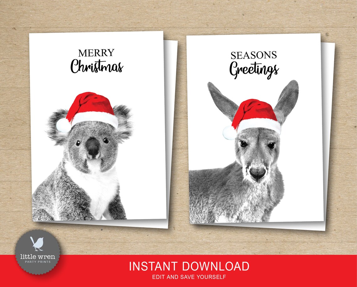 Australian Christmas Card set of 2 INSTANT DOWNLOAD Etsy