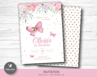 Butterfly invitation, butterfly party, butterfly invite, girls birthday, pink birthday ideas, butterfly decorations, butterfly birthday