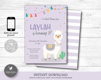Alpaca invite, Llama invitation, 1st birthday invite, girls birthday, fiesta birthday, llama birthday party, llama invite, alpaca birthday