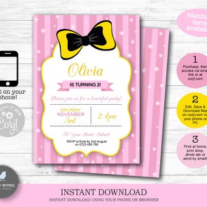Emma Wiggle invitation,  INSTANT DOWNLOAD, birthday party, emma wiggle invite, the wiggles decorations, bowtiful