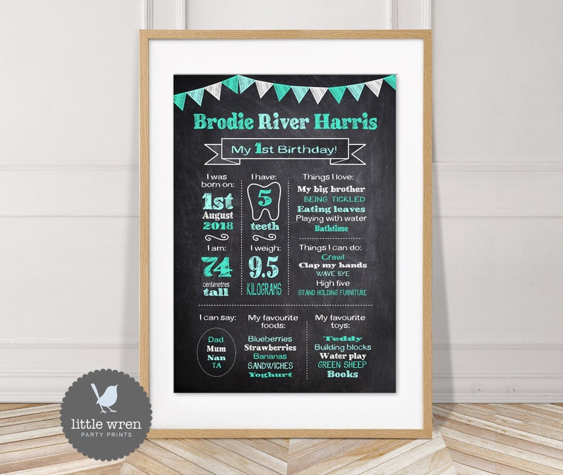 Milestone Board, Chalkboard poster, first birthday print, milestone chart, chalkboard poster, birthday board, birth poster, 1st birthday image 5