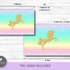 Unicorn Poster, Unicorn Rainbow Backdrop, INSTANT DOWNLOAD, Unicorn party, pastel, birthday, Unicorn Banner, decorations, unicorn decor image 2