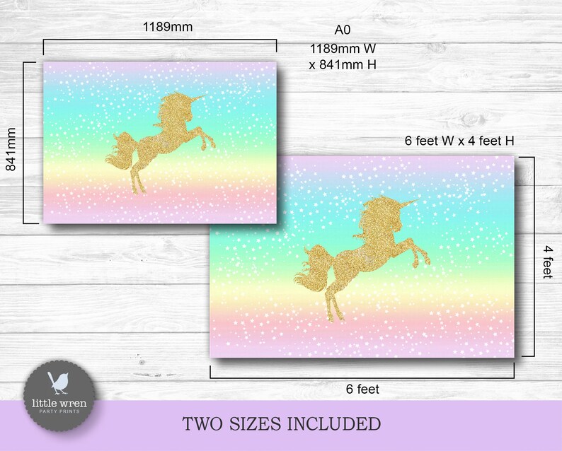 Unicorn Poster, Unicorn Rainbow Backdrop, INSTANT DOWNLOAD, Unicorn party, pastel, birthday, Unicorn Banner, decorations, unicorn decor image 2