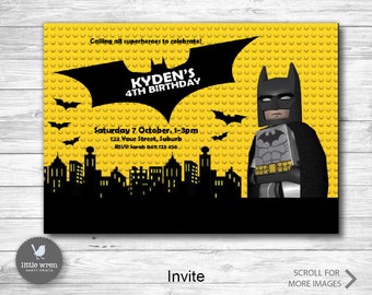 Batman Lego invitation, Batman Printable, lego birthday, party, Batman invite, superhero invitation, Batman invite, superhero party