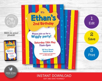 The Wiggles invitation, INSTANT DOWNLOAD, wiggles poster, Wiggles party, Wiggles banner, birthday party, wiggles decorations, personalised