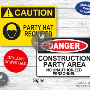 Instant Download, Construction Party Sign, caution, construction birthday party, decor, construction sign, decorations, digital file