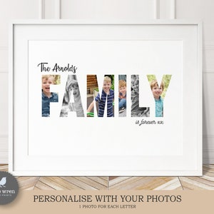 Impression de mots de famille, cadeau de Noël, carte de mots, cadeau pour maman, cadeau de grand-parent, impression personnalisée, carte photo, grand-père, coquelicot, papa, art