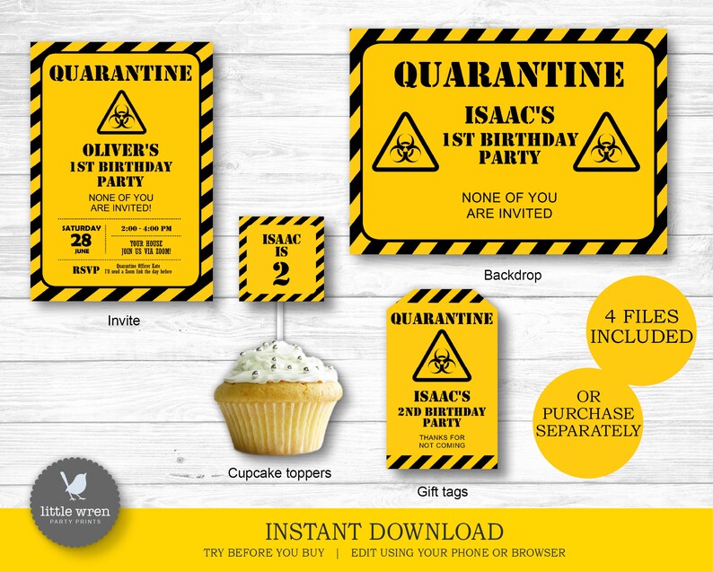 Quarantine party decorations INSTANT DOWNLOAD quarantine Etsy